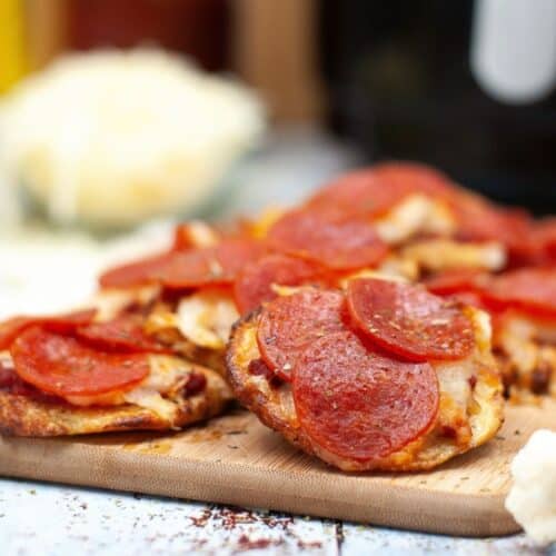 Air Fryer Cauliflower Crust Pepperoni Pizzas