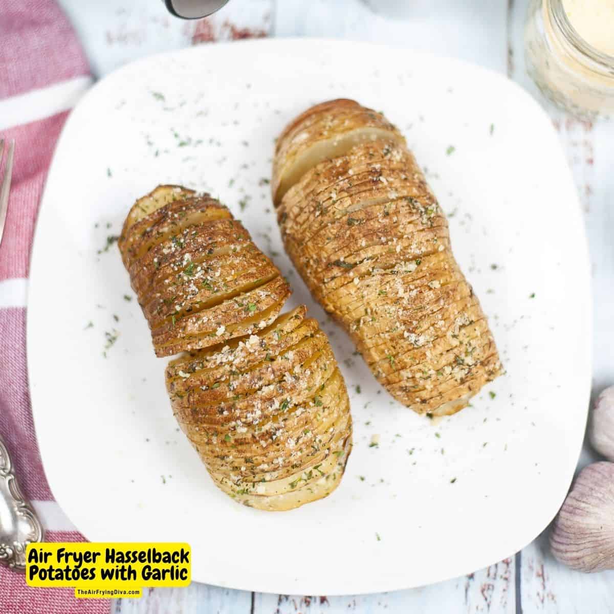 Air Fryer Hasselback Potatoes with Garlic, a simple and delicious side dish recipe made easily when air fried.