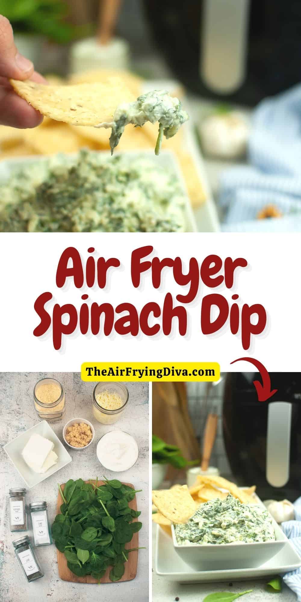 Air Fryer Spinach Dip, an easy and delicious  appetizer recipe  that is creamy and flavorful conveniently air fried in about 6 minutes.