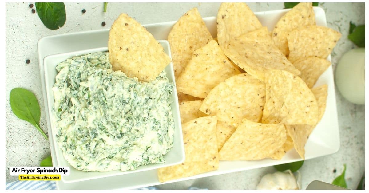 Air Fryer Spinach Dip, an easy and delicious  appetizer recipe  that is creamy and flavorful conveniently air fried in about 6 minutes.