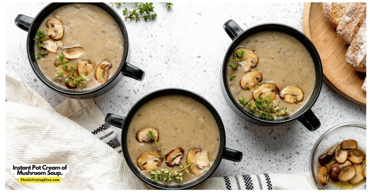 Instant Pot Cream of Mushroom Soup, a delicious and easy creamy soup recipe made in a pressure cooker in about 20 minutes.