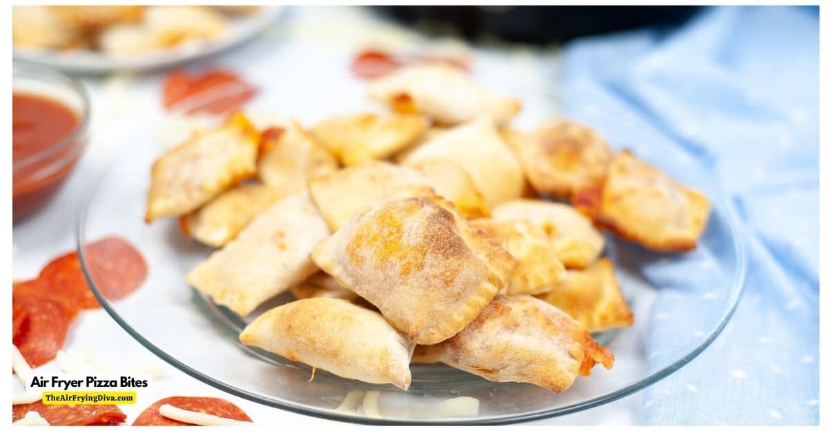 Air Fryer Pizza Bites, a simple four ingredient recipe for a bite sized appetizer or snack made in about 10 minutes.