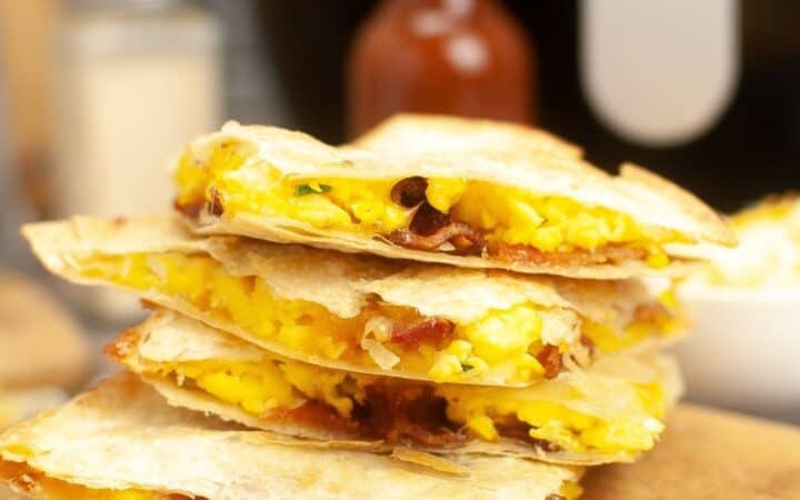 Air Fryer Bacon and Eggs Quesadillas