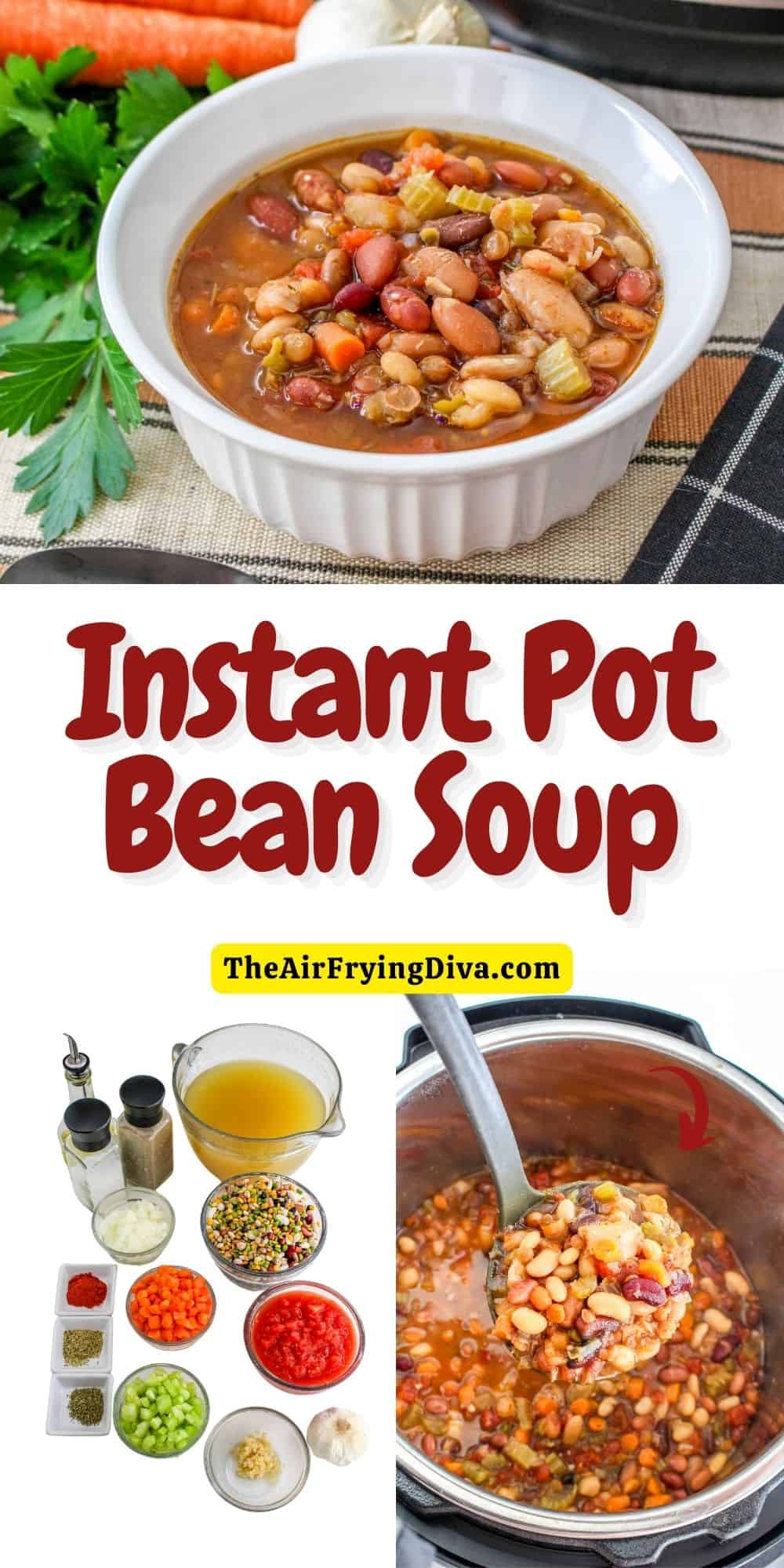 Instant Pot Bean Soup, a delicious and simple appetizer, side, or meal recipe made in about an hour with healthy ingredients.Vegan, Vegetarian 