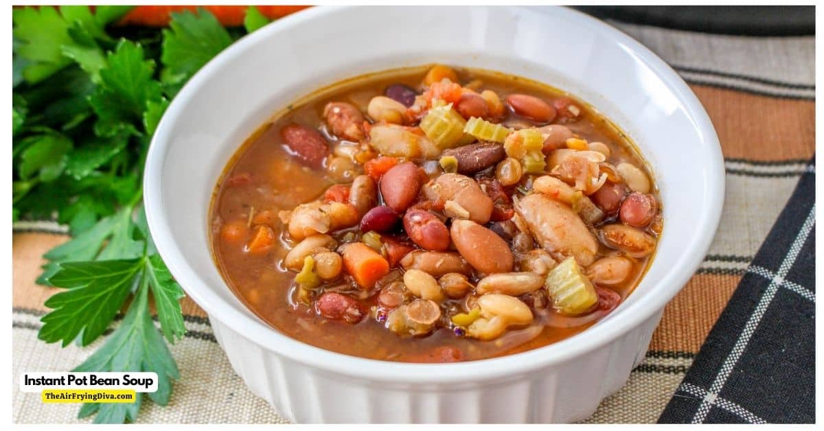 Instant Pot Bean Soup, a delicious and simple appetizer, side, or meal recipe made in about an hour with healthy ingredients.Vegan, Vegetarian 