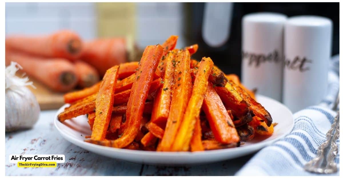 Air Fryer Carrot Fries, a quick and easy snack, appetizer, or side recipe for savory and crunchy carrots fried in an air fryer.