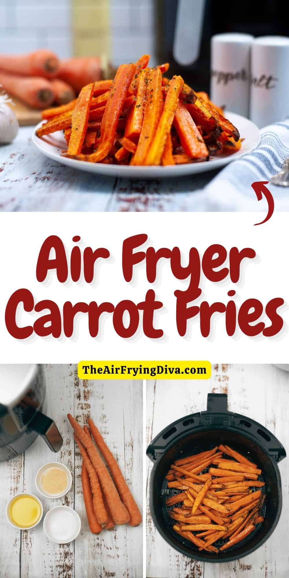 Air Fryer Carrot Fries, a quick and easy snack, appetizer, or side recipe for savory and crunchy carrots fried in an air fryer.