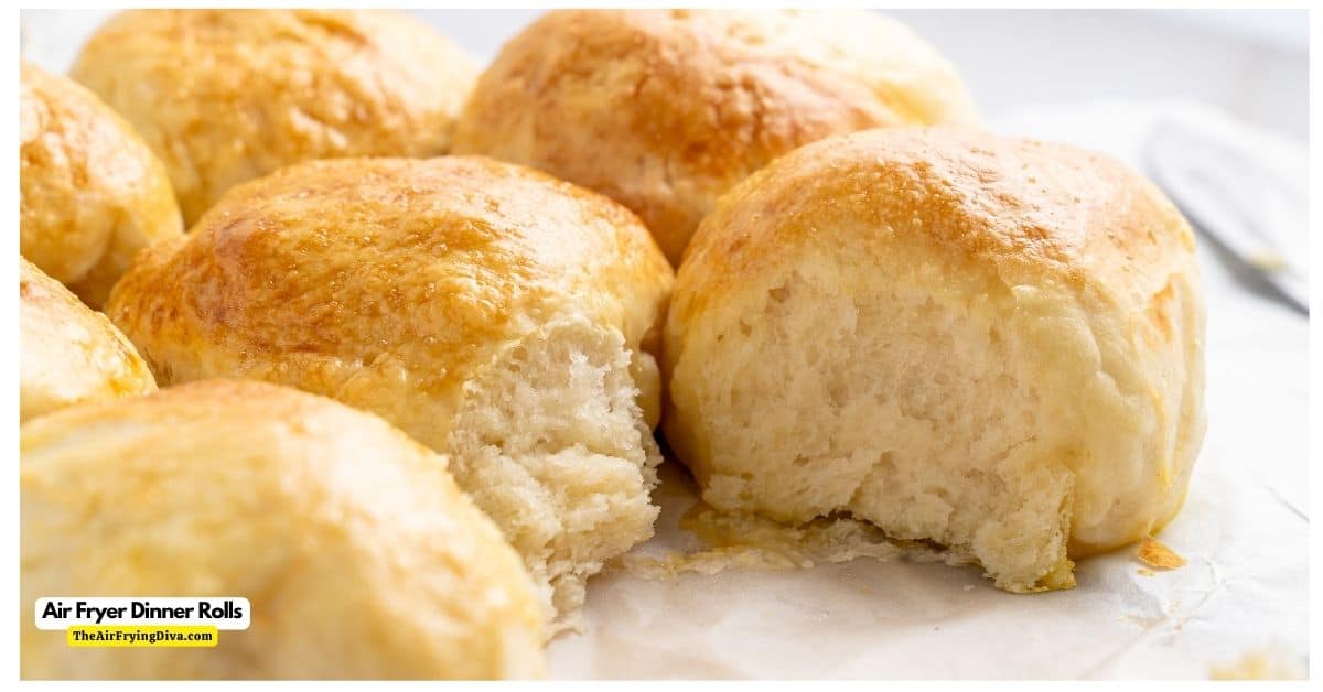 Air Fryer Dinner Rolls, a simple and delicious recipe for fluffy and buttery rolls made fresh and warm in an air fryer.