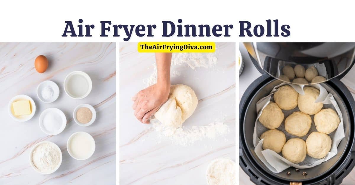 Air Fryer Dinner Rolls, a simple and delicious recipe for fluffy and buttery rolls made fresh and warm in an air fryer.