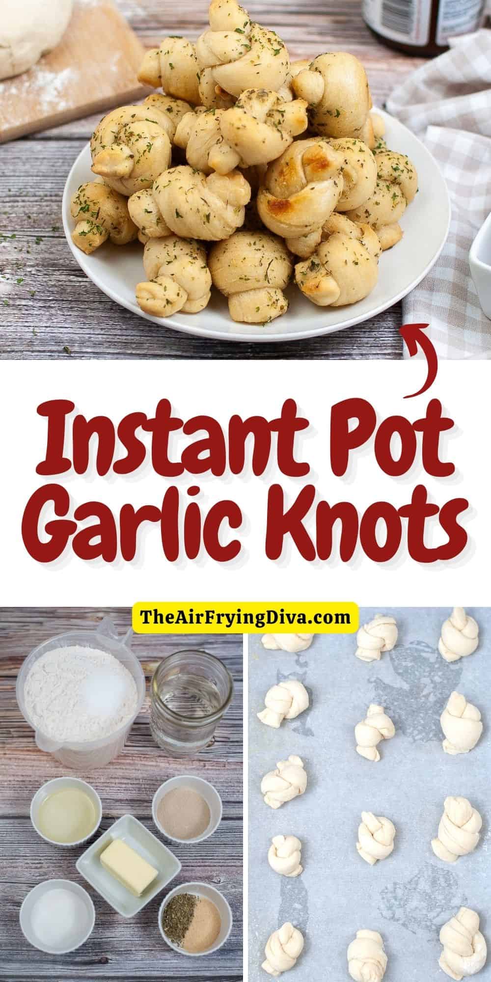 Instant Pot Garlic Butter Knots, a simple and delicious appetizer or snack recipe made with homemade dough in a pressure cooker