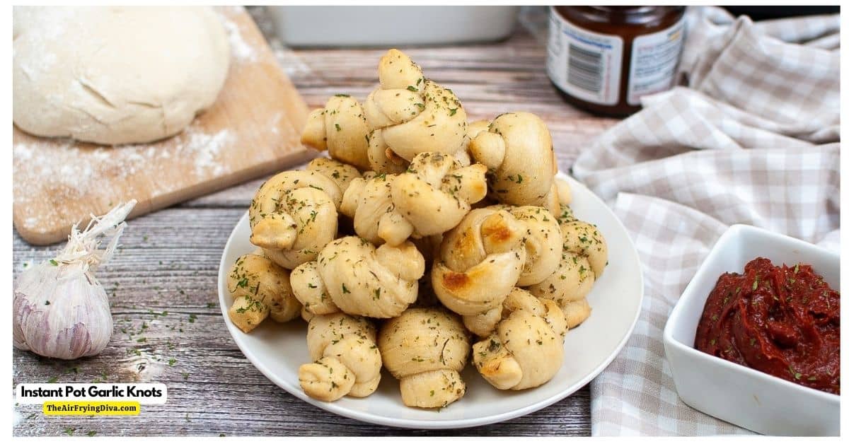 Instant Pot Garlic Butter Knots, a simple and delicious appetizer or snack recipe made with homemade dough in a pressure cooker