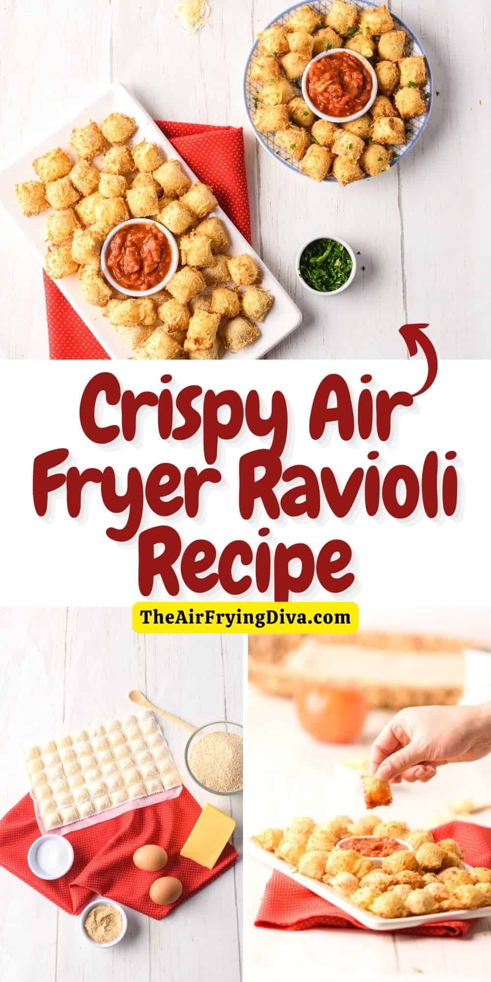 Crispy Air Fryer Ravioli Recipe, a simple snack or appetizer recipe for turning prepackaged refrigerated ravioli into a savory treat