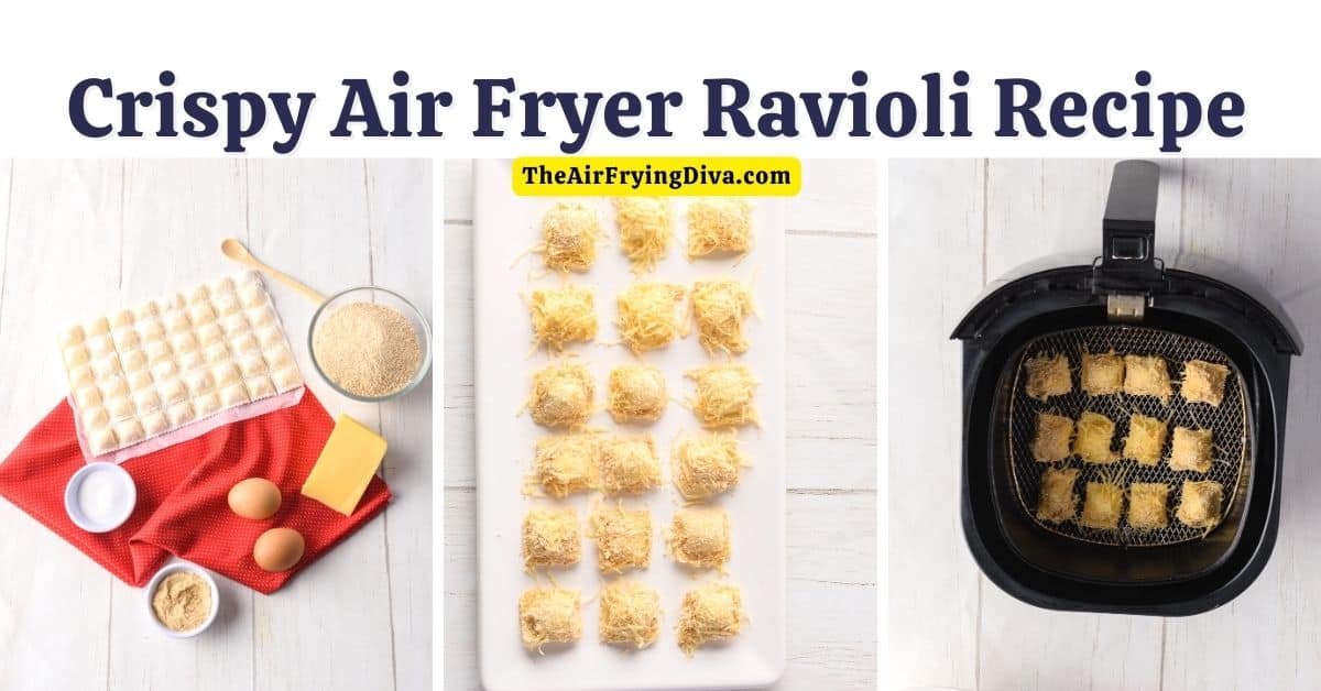 Crispy Air Fryer Ravioli Recipe, a simple snack or appetizer recipe for turning prepackaged refrigerated ravioli into a savory treat