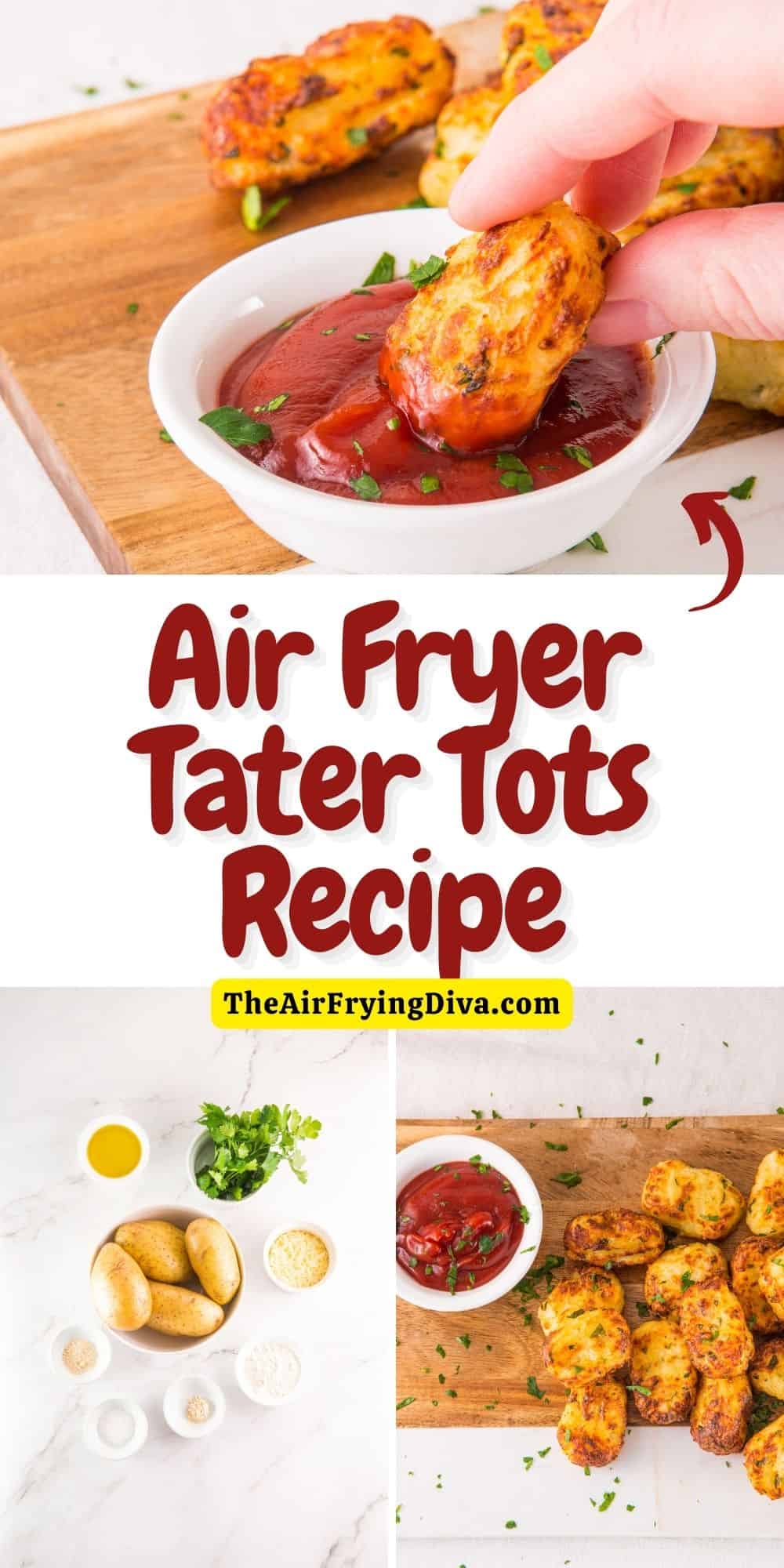 Air Fryer Tater Tots Recipe, a simple and delicious appetizer recipe made with fresh potatoes that are seasoned and fried to perfection.