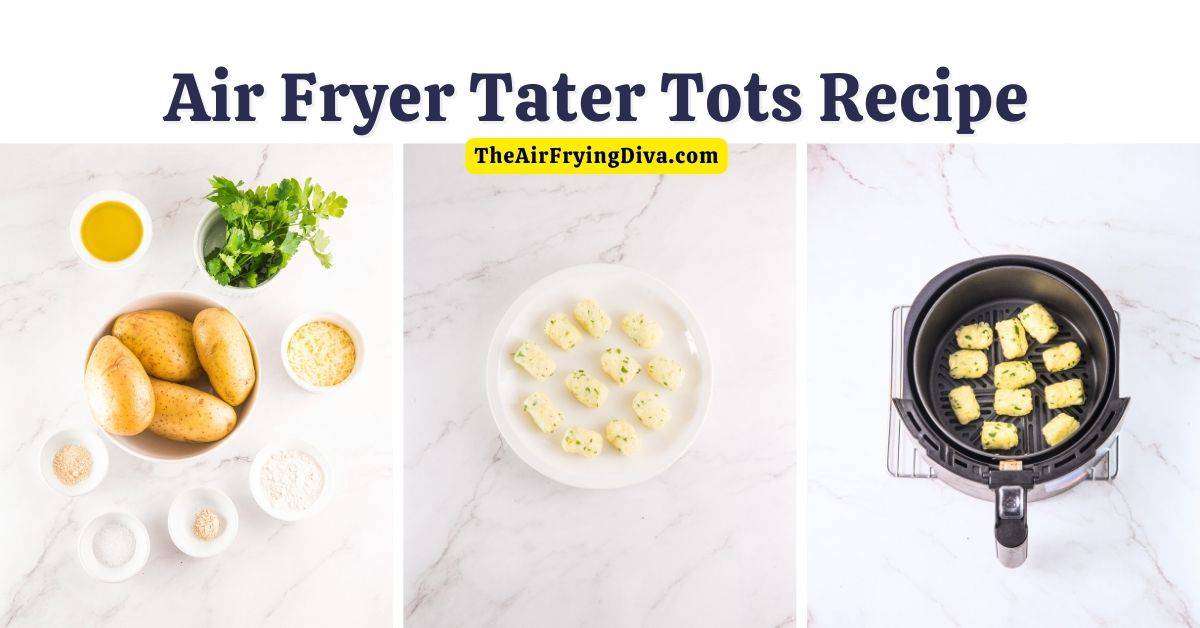 Air Fryer Tater Tots Recipe, a simple and delicious appetizer recipe made with fresh potatoes that are seasoned and fried to perfection.