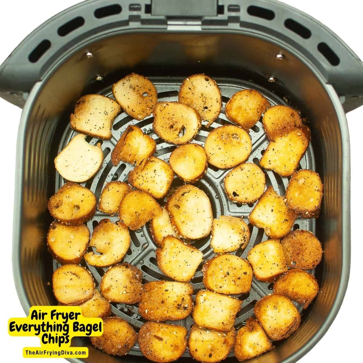 Air Fryer Everything Bagel Chips, a quick and easy snack recipe made in an air fryer in about 10 minutes with three ingredients.