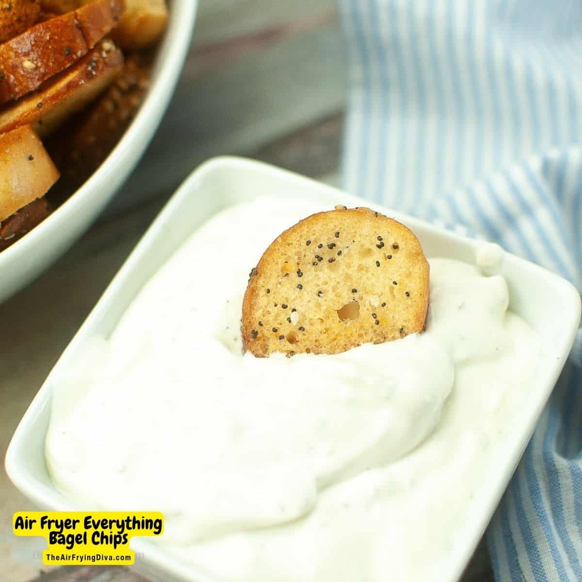 Air Fryer Everything Bagel Chips, a quick and easy snack recipe made in an air fryer in about 10 minutes with three ingredients.