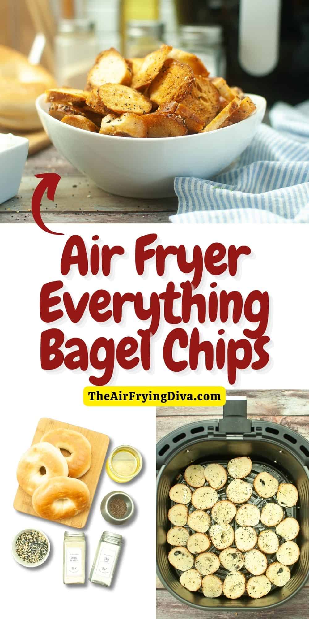 Air Fryer Everything Bagel Chips, a quick and easy snack recipe made in an air fryer in about 10 minutes with three ingredients.