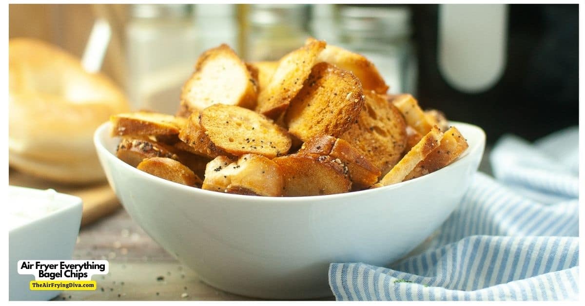 Air Fryer Everything Bagel Chips, a quick and easy snack recipe made in an air fryer in about 10 minutes with three ingredients.