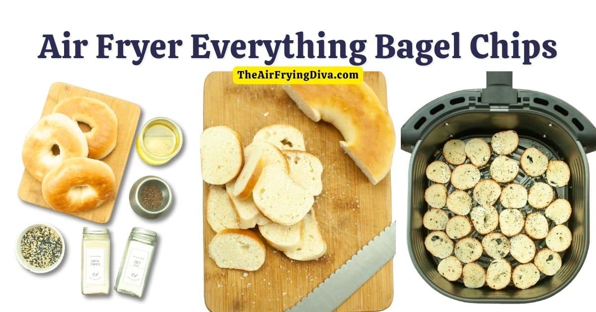 Air Fryer Everything Bagel Chips, a quick and easy snack recipe made in an air fryer in about 10 minutes with three ingredients.