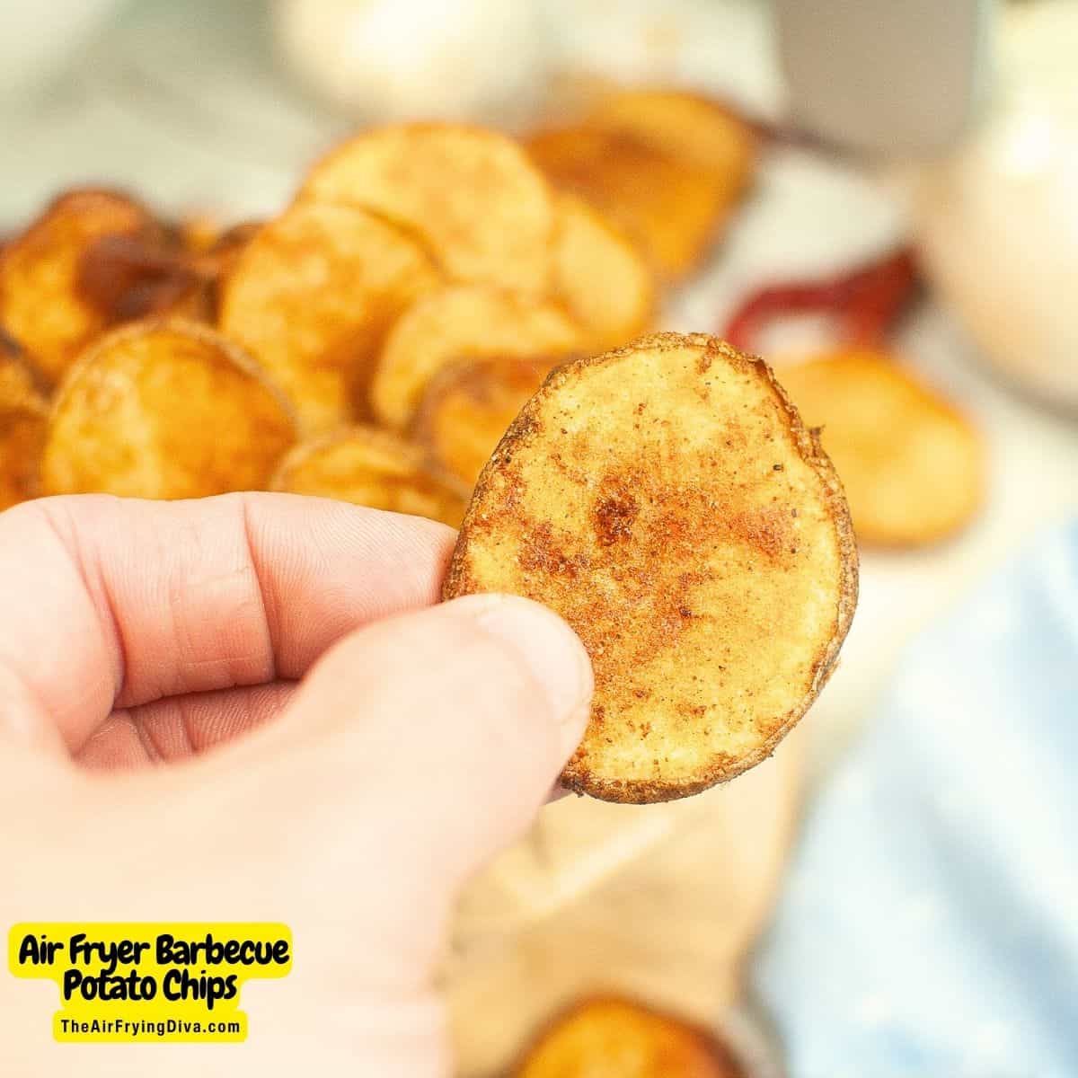 Air Fryer Barbecue Potato Chips, a quick and simple recipe for a healthier homemade potato chip made without frying in oil.