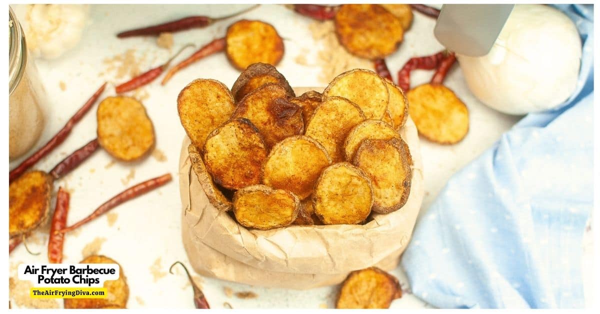 Air Fryer Barbecue Potato Chips, a quick and simple recipe for a healthier homemade potato chip made without frying in oil.