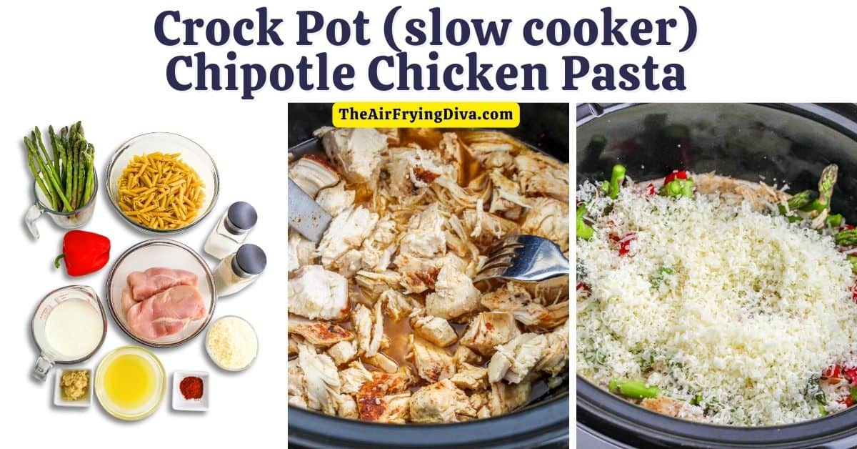 Crockpot Slow Cooker Chipotle Chicken Pasta is a delicious meal recipe featuring chicken and pasta in a creamy chipotle sauce.