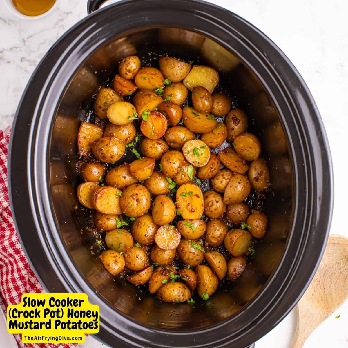 Slow Cooker (Crock Pot)  Honey Mustard Potatoes, a simple and delicious side dish recipe that features sweet and savory cooked potatoes.