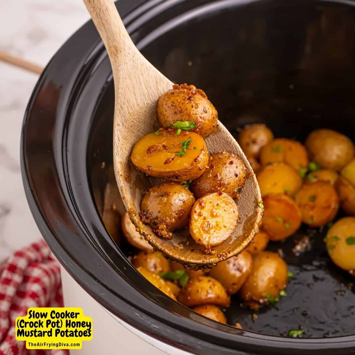 Slow Cooker (Crock Pot)  Honey Mustard Potatoes, a simple and delicious side dish recipe that features sweet and savory cooked potatoes.