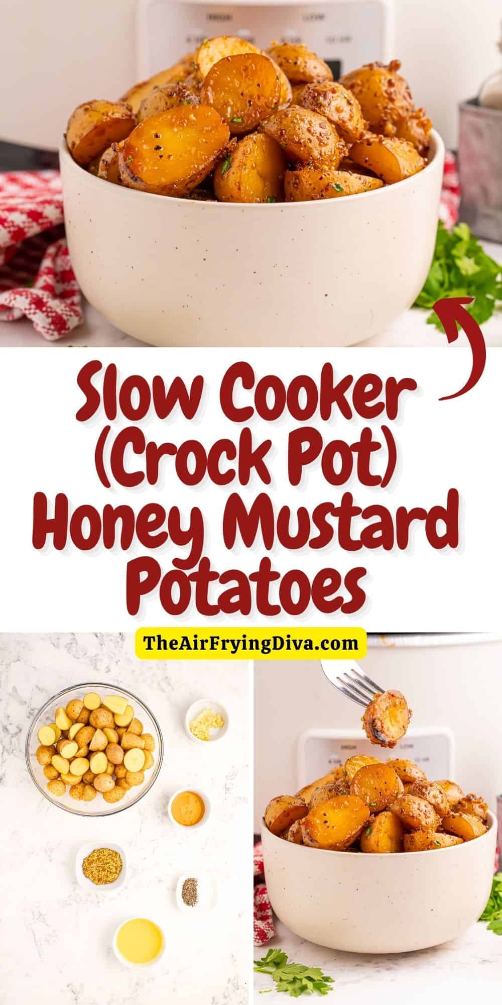 Slow Cooker (Crock Pot)  Honey Mustard Potatoes, a simple and delicious side dish recipe that features sweet and savory cooked potatoes.