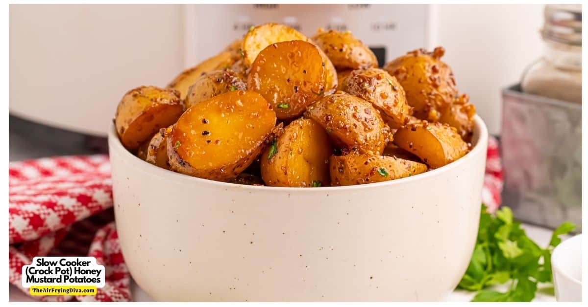 Slow Cooker (Crock Pot)  Honey Mustard Potatoes, a simple and delicious side dish recipe that features sweet and savory cooked potatoes.