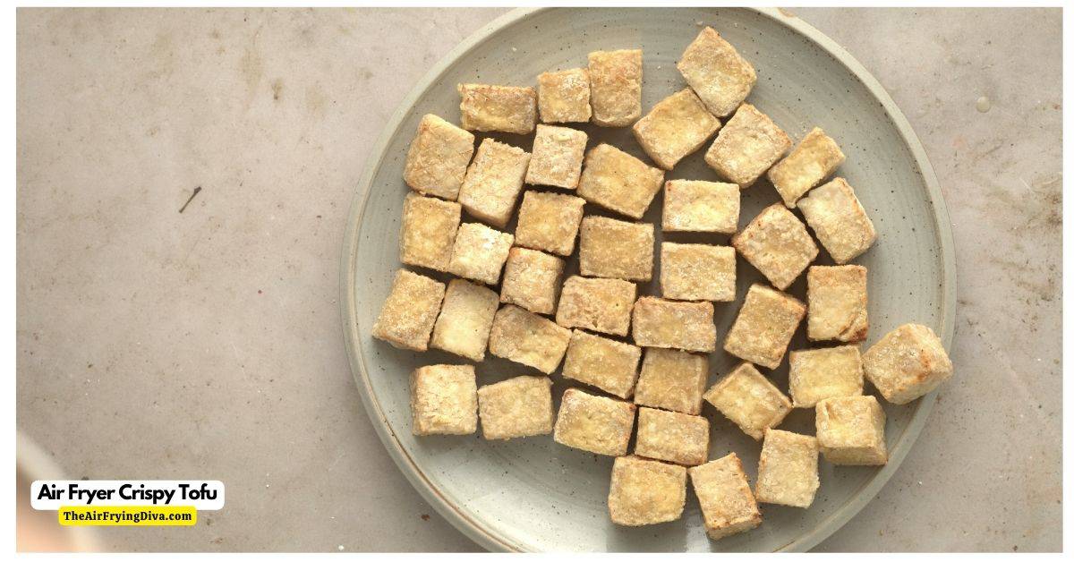 Air Fryer Crispy Tofu, a simple and delicious snack or side dish recipe made with four ingredients and air fried to perfection.