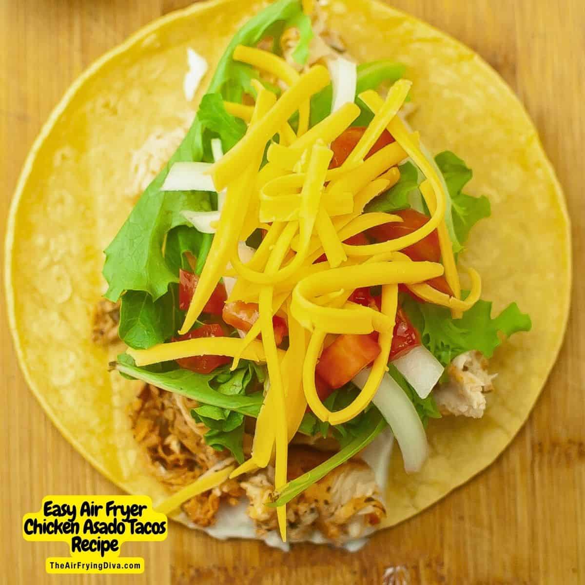 Easy Air Fryer Chicken Asado Tacos Recipe, also known as Pollo Asado, a delicious lunch or dinner recipe made with flavorful juicy chicken.