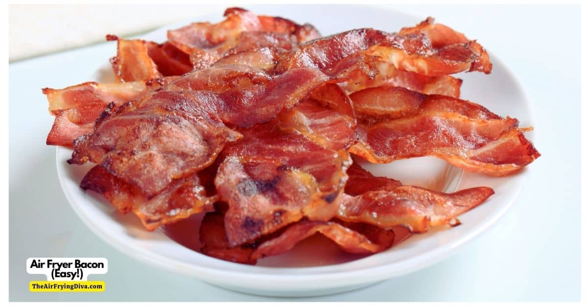 Air Fryer Bacon, an easy recipe for cooking air fried bacon for breakfast, brunch, or any time, in about 10 minutes.