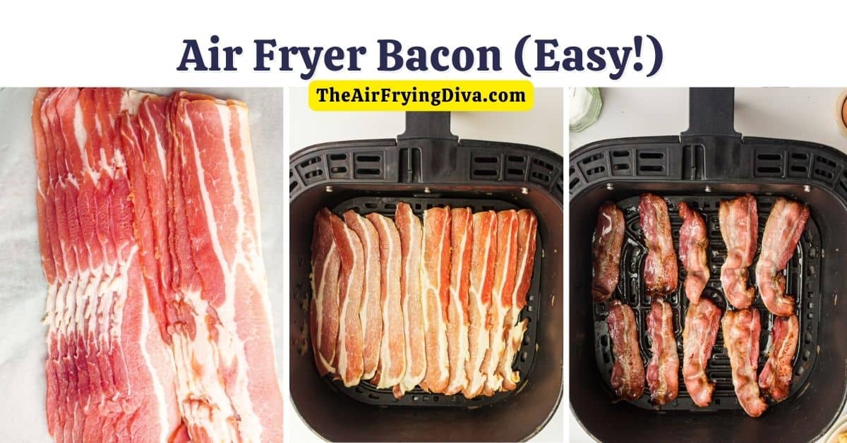 Air Fryer Bacon, an easy recipe for cooking air fried bacon for breakfast, brunch, or any time, in about 10 minutes.