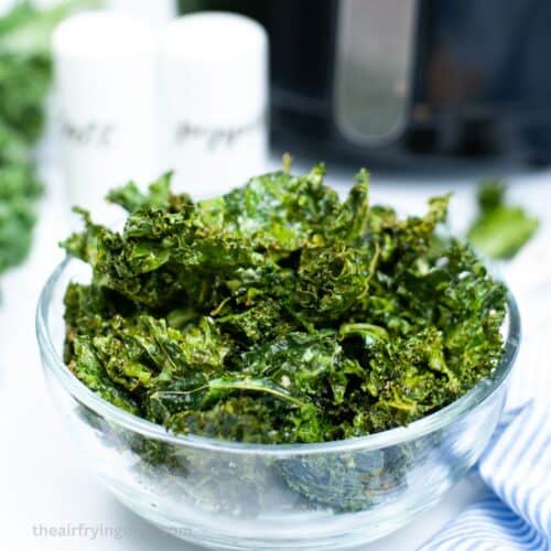 Air Fryer Sea Salt and Garlic Kale Chips.