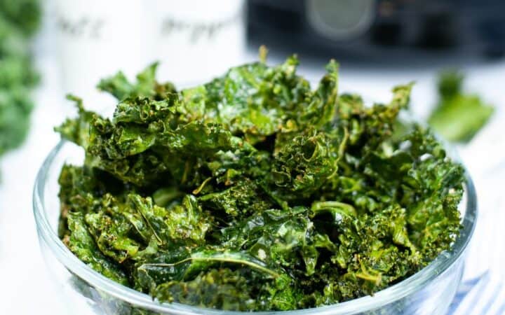 Air Fryer Sea Salt and Garlic Kale Chips.