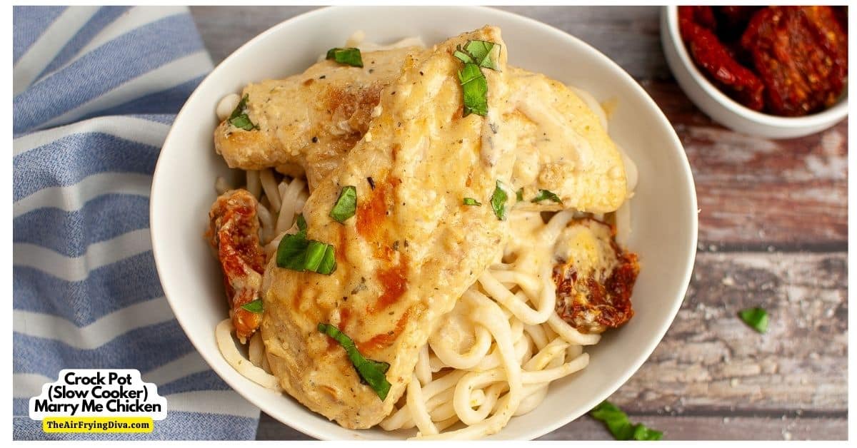 Crock Pot (Slow Cooker) Marry Me Chicken is a delicious recipe featuring juicy chicken breasts slow cooked in a creamy and flavorful sauce.