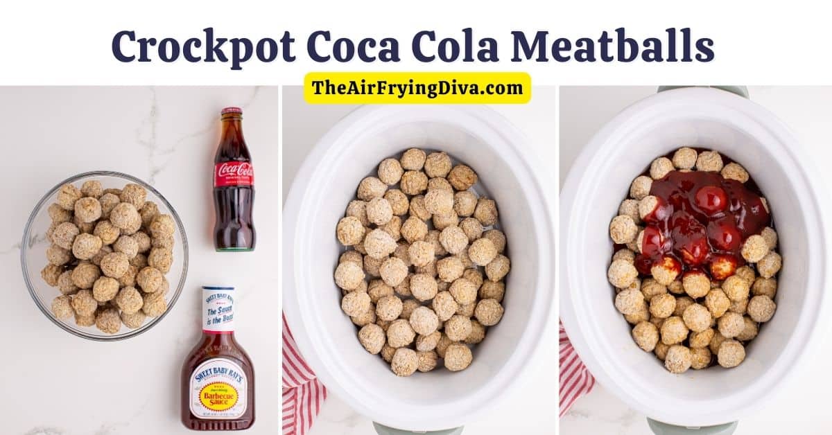 Crockpot Coca Cola Meatballs- a simple and delicious sweet and savory three ingredient recipe cooked in a slow cooker.