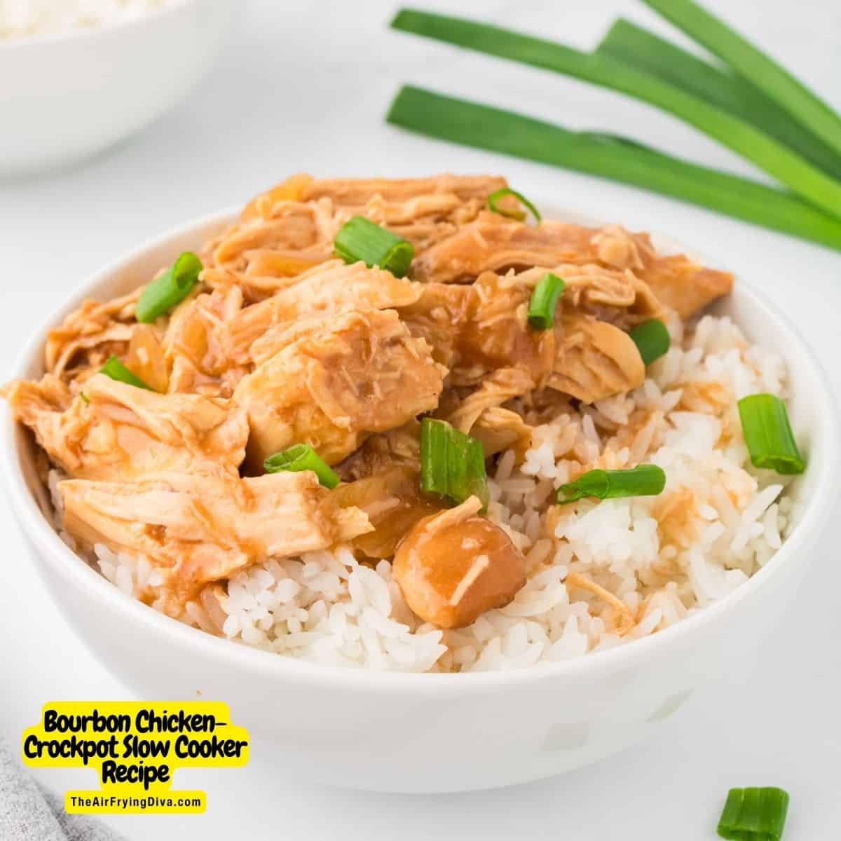 Crockpot Bourbon Chicken (Slow Cooker)  Recipe, deliciously slow cooked tender and flavorful sweet and sour chicken breasts.