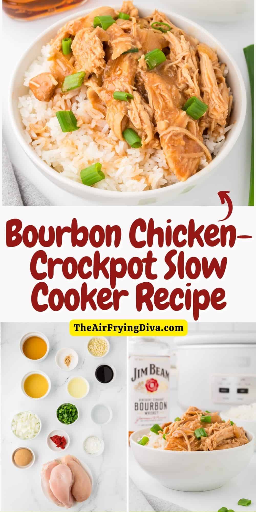 Crockpot Bourbon Chicken (Slow Cooker)  Recipe, deliciously slow cooked tender and flavorful sweet and sour chicken breasts.