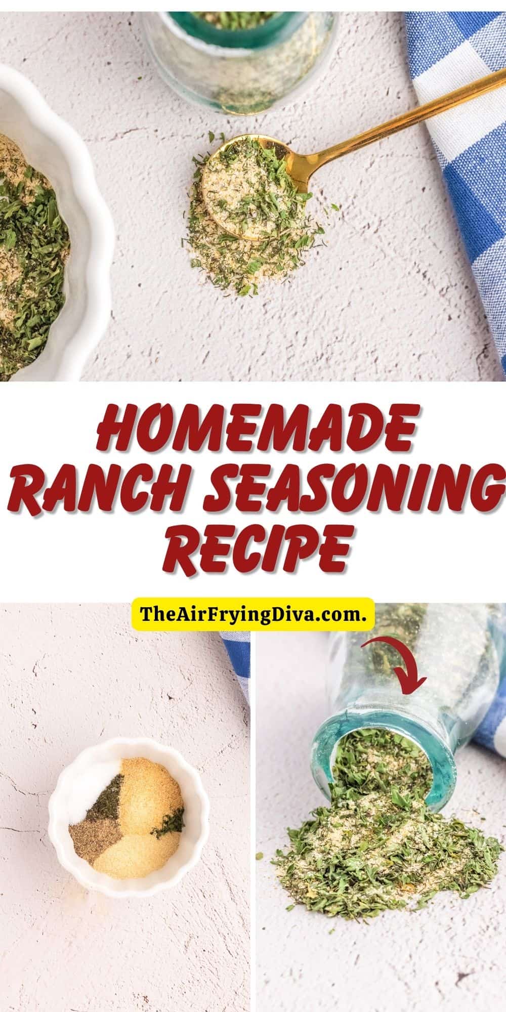 Homemade Ranch Seasoning Recipe, a simple recipe for seasoning that can be used for dressings, marinades, dips, and more.