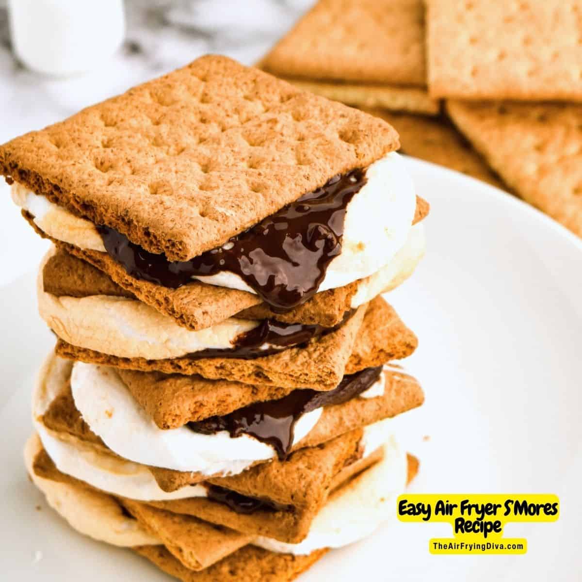 Easy Air Fryer S’Mores Recipe, a quick and simple way to make a classic decadent dessert or snack indoors and year round.