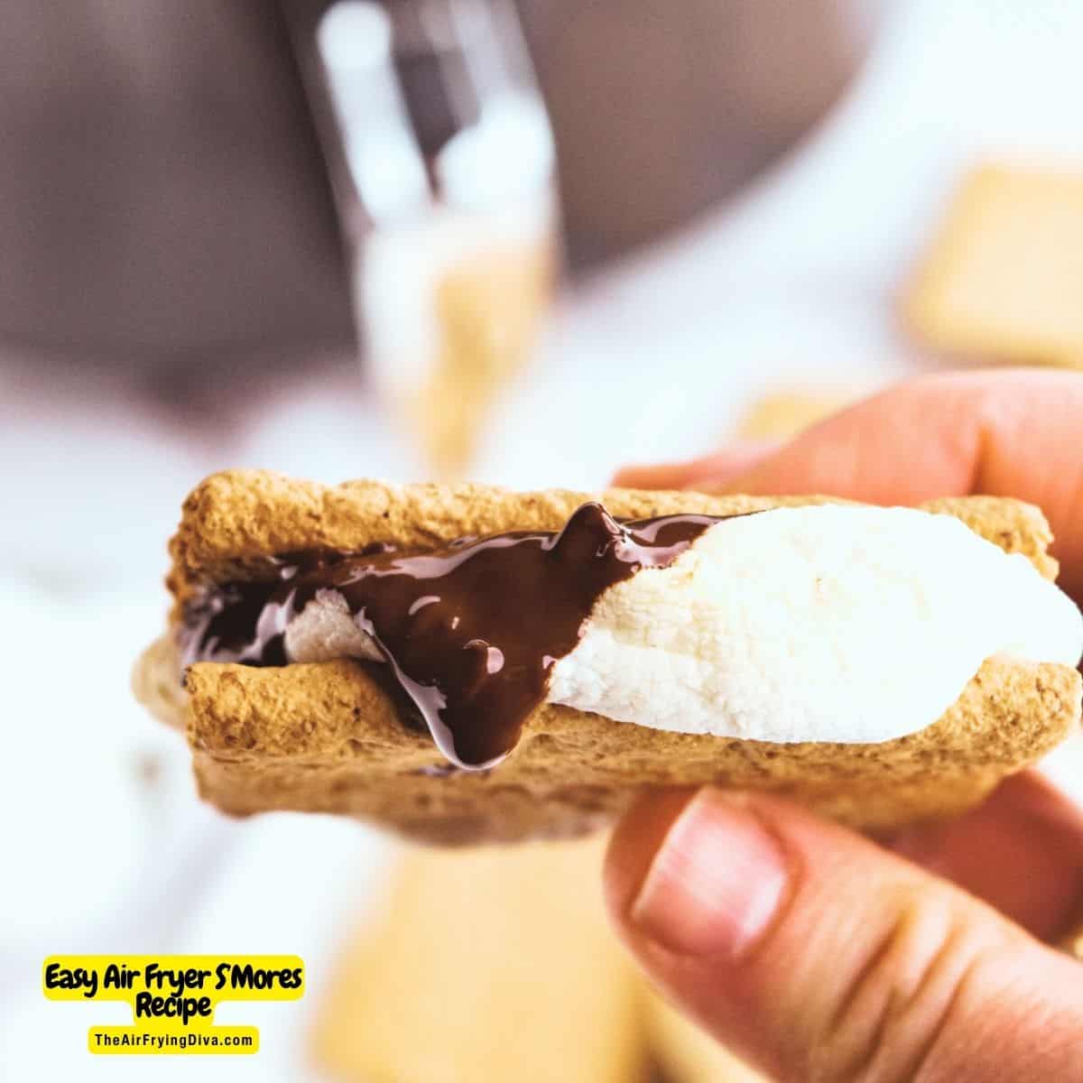 Easy Air Fryer S’Mores Recipe, a quick and simple way to make a classic decadent dessert or snack indoors and year round.