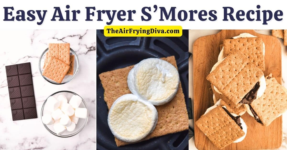 Easy Air Fryer S’Mores Recipe, a quick and simple way to make a classic decadent dessert or snack indoors and year round.