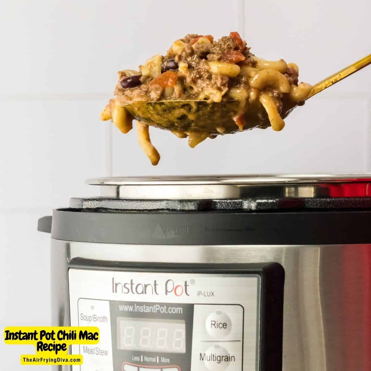 Instant Pot Chili Mac Recipe, an easy and delicious dinner recipe made with homemade chili, macaroni, and cheddar cheese. Pressure Cooker.