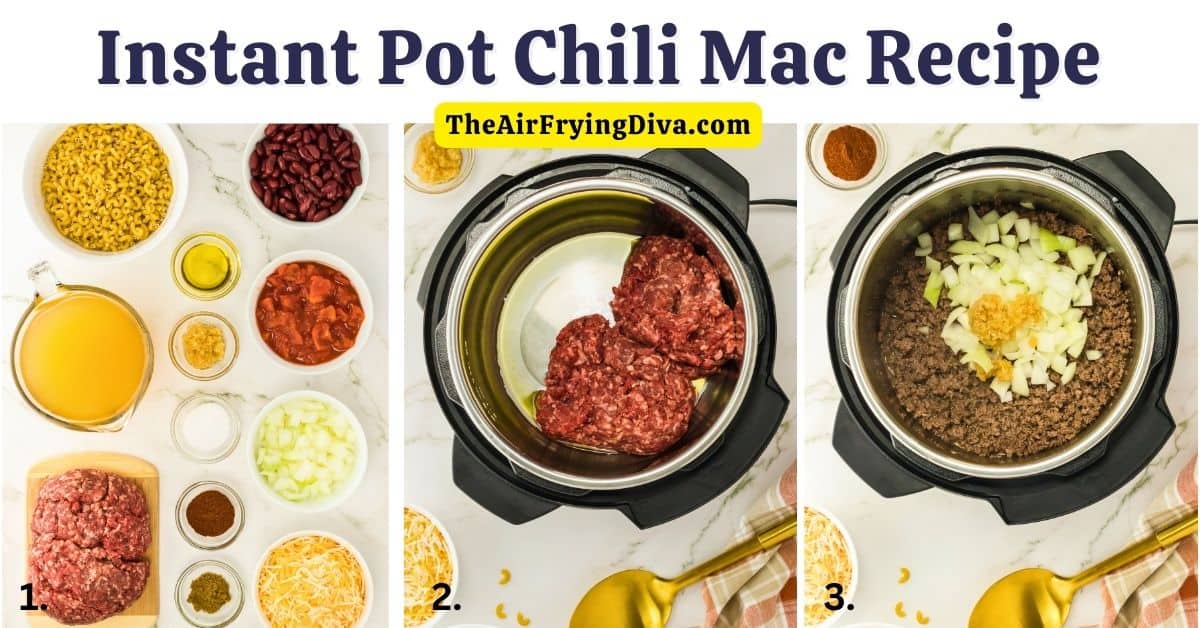 Instant Pot Chili Mac Recipe, an easy and delicious dinner recipe made with homemade chili, macaroni, and cheddar cheese. Pressure Cooker.