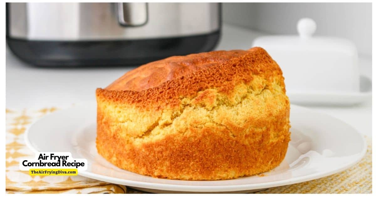 Air Fryer Cornbread Recipe, an easy and delicious bread recipe made from scratch and air fried to perfection.