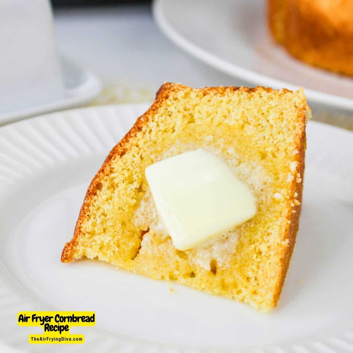 Air Fryer Cornbread Recipe, an easy and delicious bread recipe made from scratch and air fried to perfection.