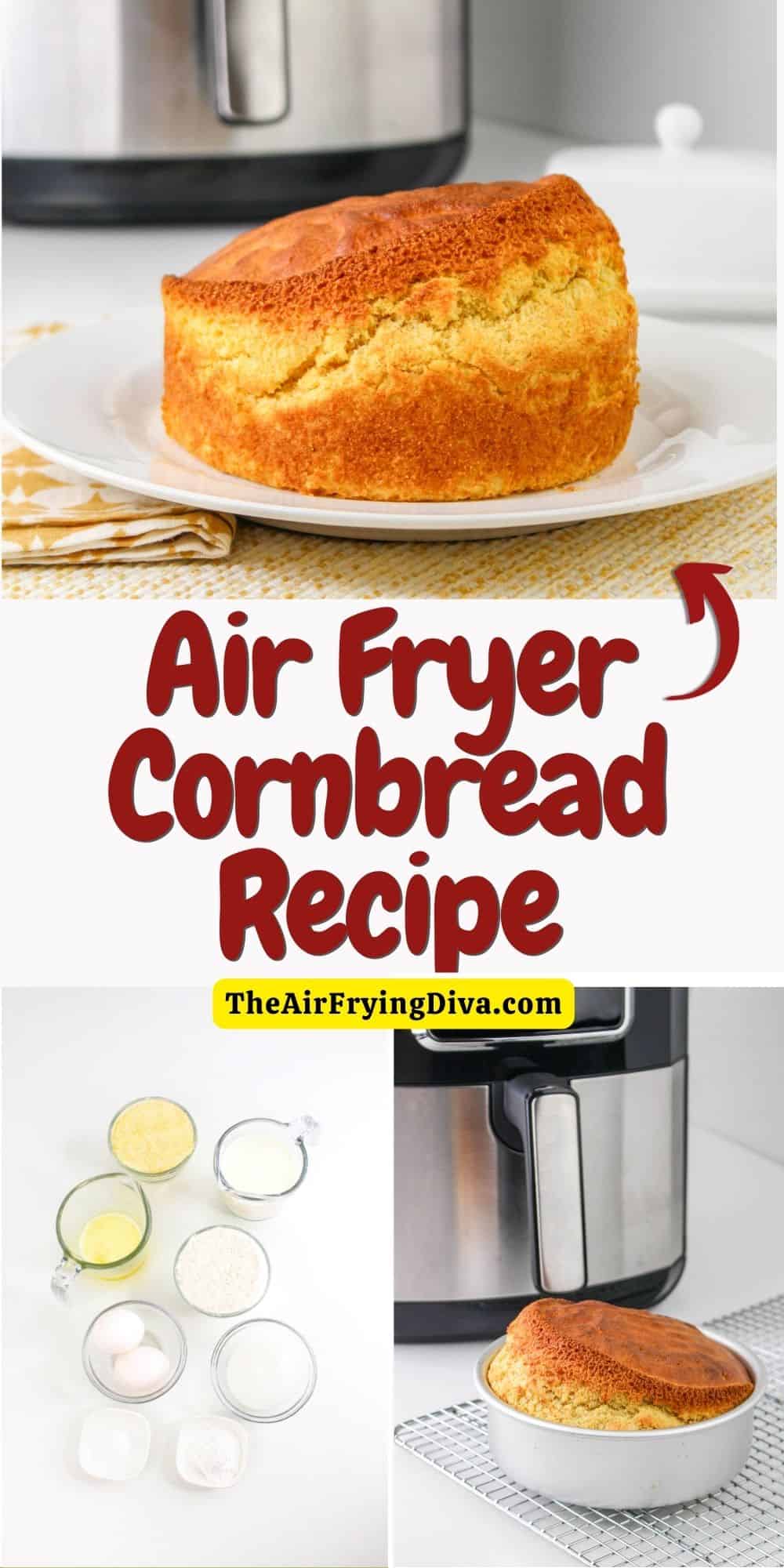 Air Fryer Cornbread Recipe, an easy and delicious bread recipe made from scratch and air fried to perfection.